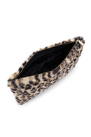 Women's Leopard Chain Strap Plush Clutch Bag | Derimod