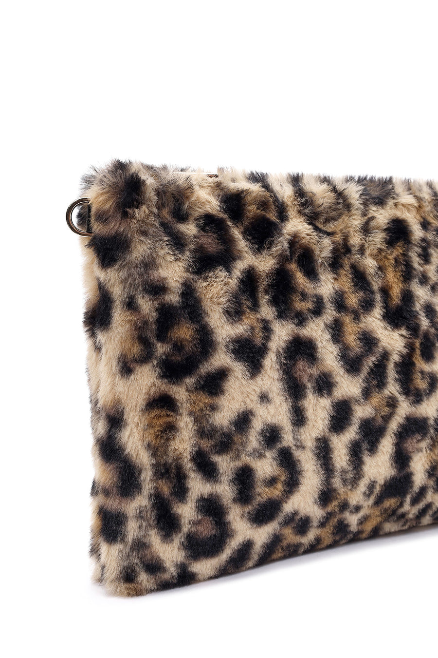 Women's Leopard Chain Strap Plush Clutch Bag