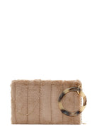 Women's Beige Chain Strap Plush Clutch Bag | Derimod