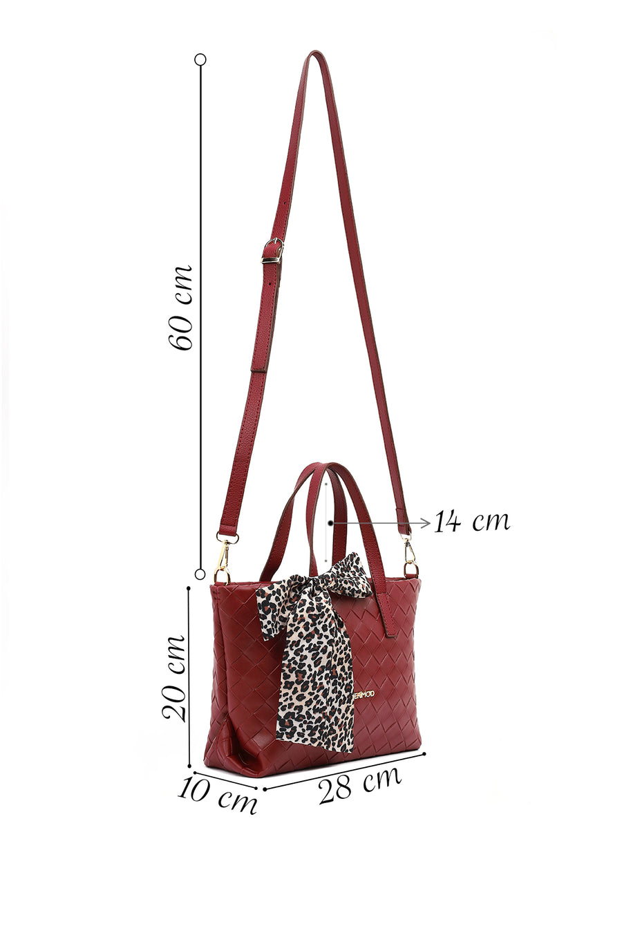Women's Burgundy Long Strap Knitted Shoulder Bag