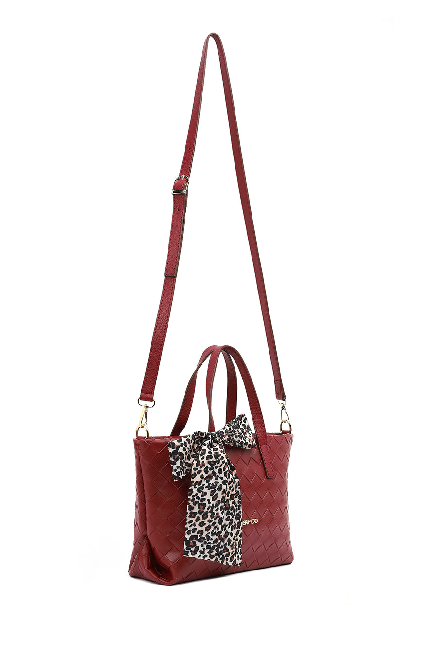 Women's Burgundy Long Strap Knitted Shoulder Bag