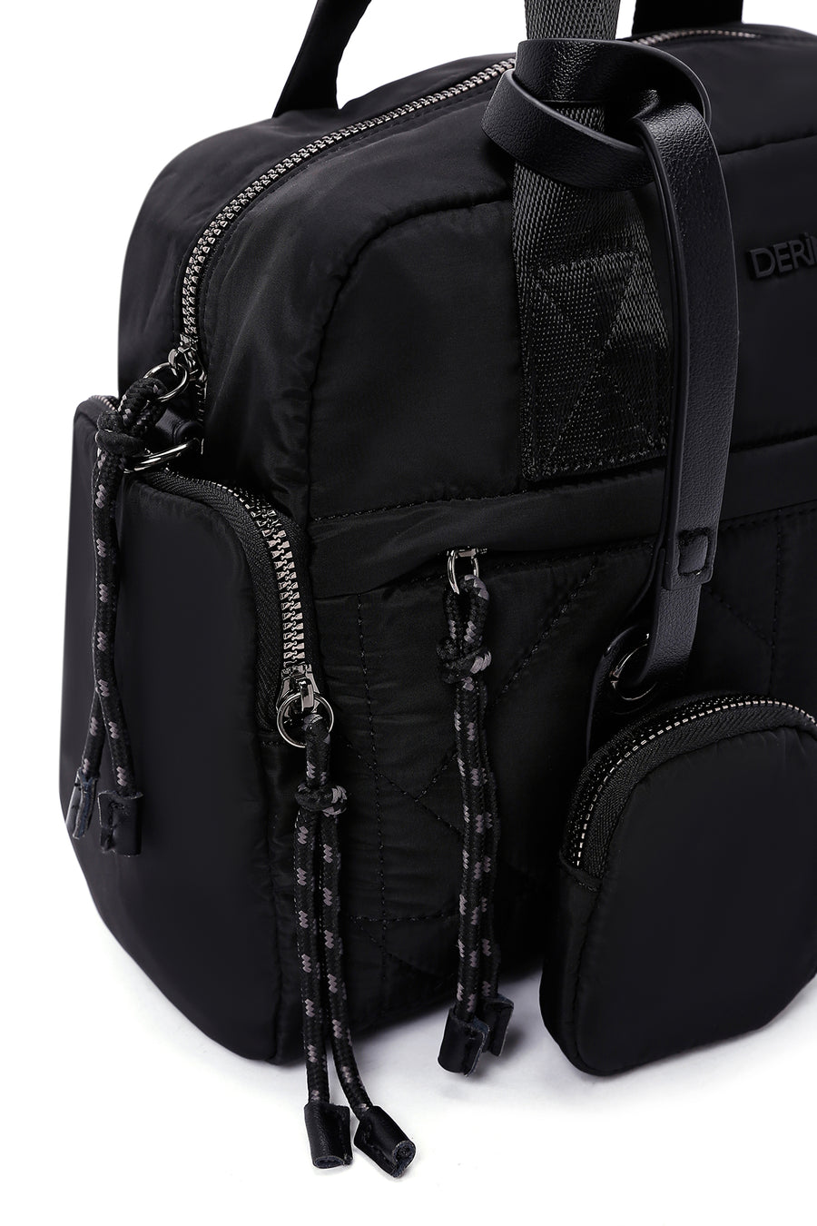 Women's Black Long Strap Fabric Sleeve Bag with Accessory Details