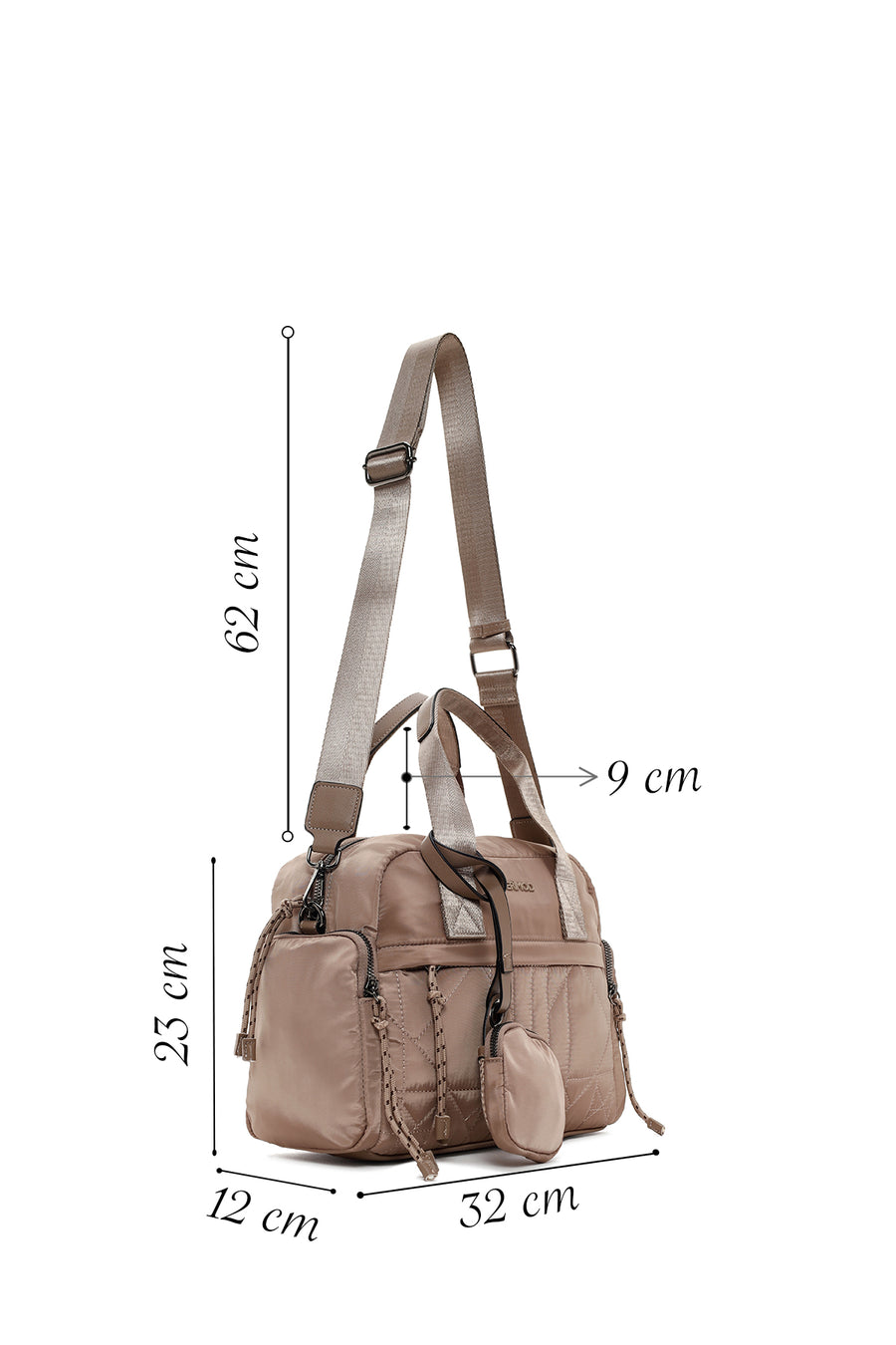 Women's Beige Long Strap Fabric Sleeve Bag with Accessory Details