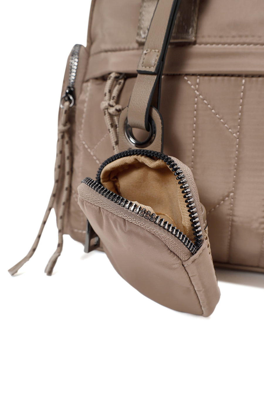 Women's Beige Long Strap Fabric Sleeve Bag with Accessory Details