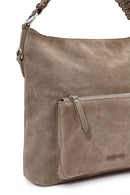 Women's Beige Short and Long Strapped Suede Shoulder Bag | Derimod
