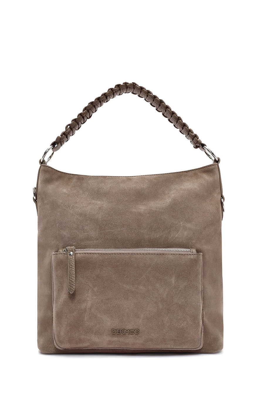 Women's Beige Short and Long Strapped Suede Shoulder Bag
