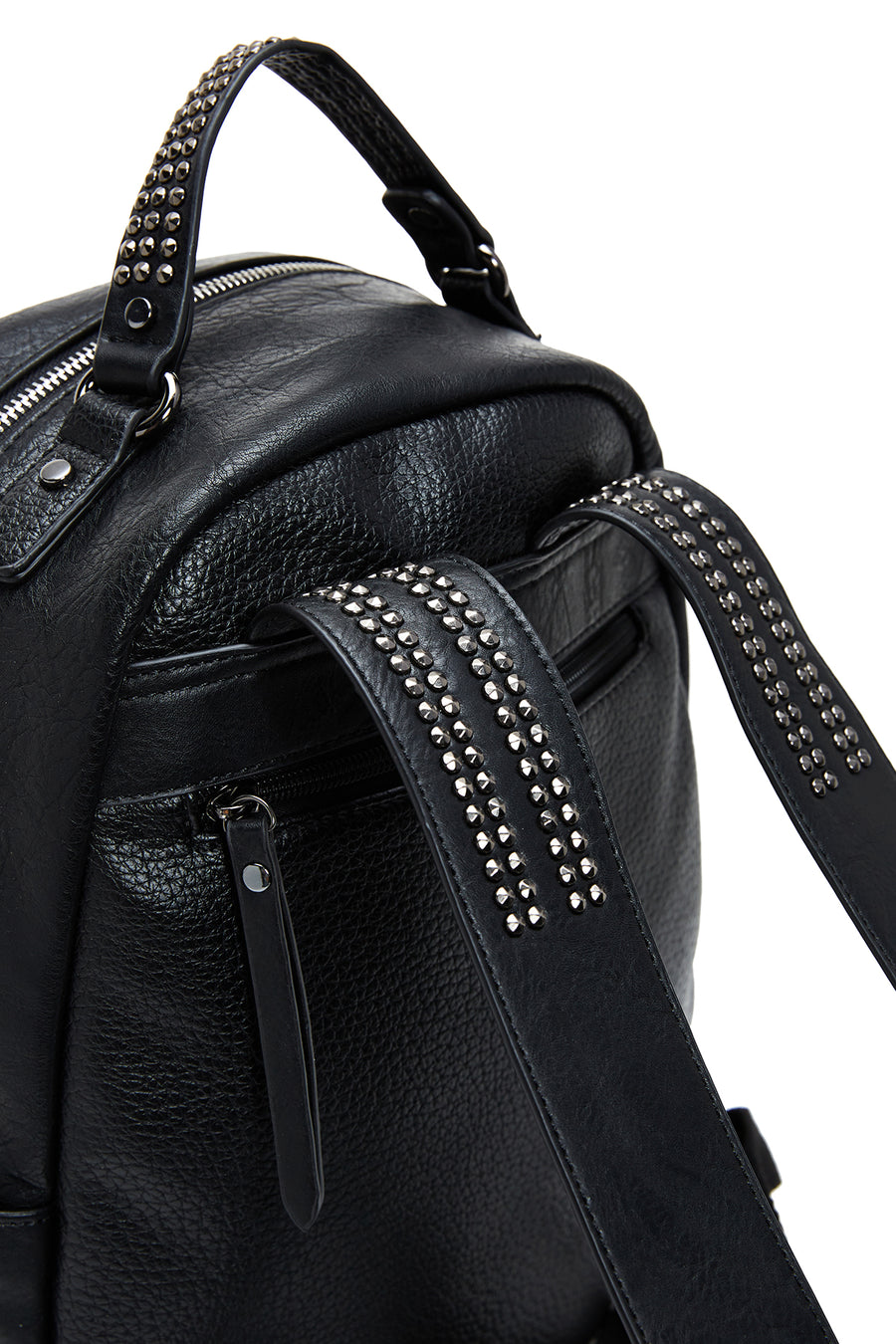 Women's Black Metal Detailed Backpack