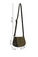 Women's Khaki Long Strap Studded Suede Crossbody Bag | Derimod