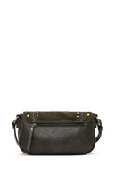 Women's Khaki Long Strap Studded Suede Crossbody Bag | Derimod