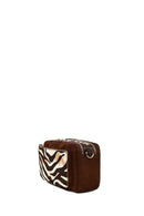 Women's Brown Long Strap Patterned Crossbody Bag | Derimod