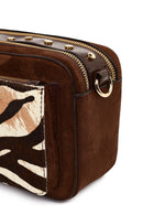 Women's Brown Long Strap Patterned Crossbody Bag | Derimod