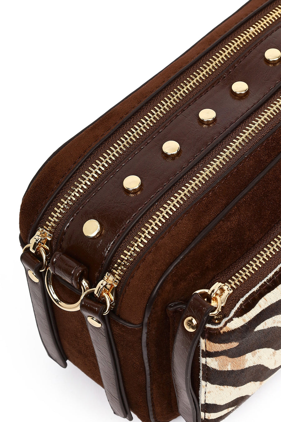 Women's Brown Long Strap Patterned Crossbody Bag