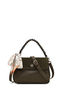 Women's Khaki Long Strap Suede Shoulder Bag | Derimod