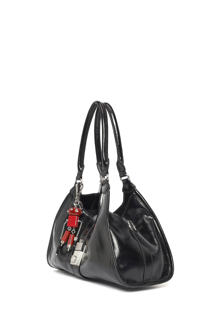 Women's Black Charm Shoulder Bag