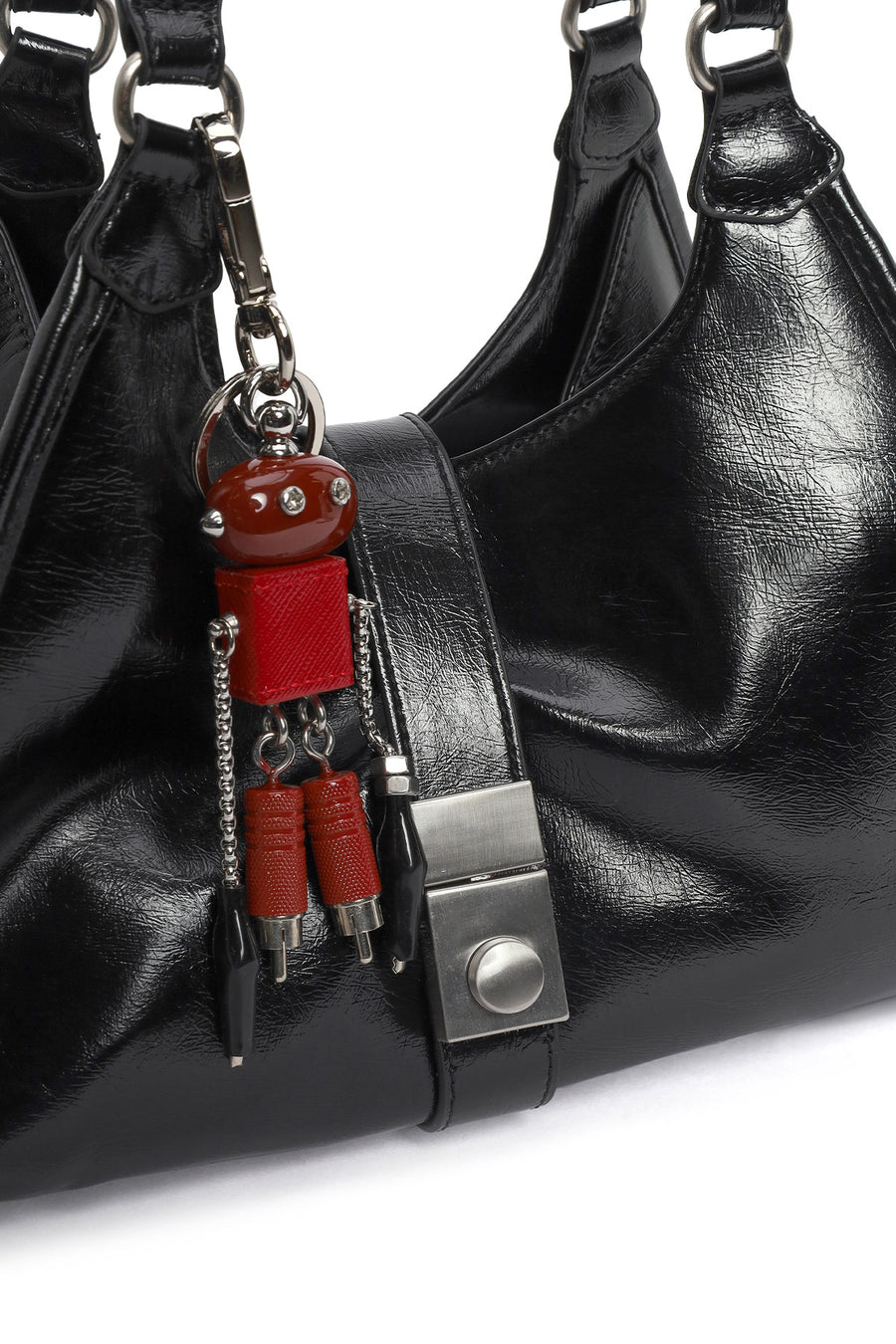 Women's Black Charm Shoulder Bag
