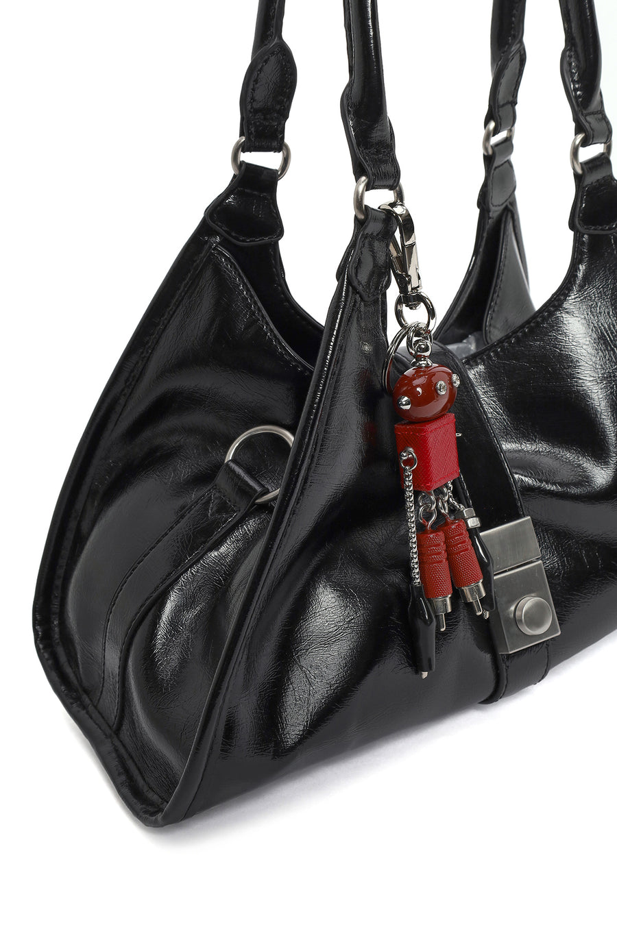 Women's Black Charm Shoulder Bag