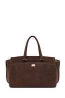 Women's Brown Long Strap Suede Shoulder Bag with Accessories | Derimod
