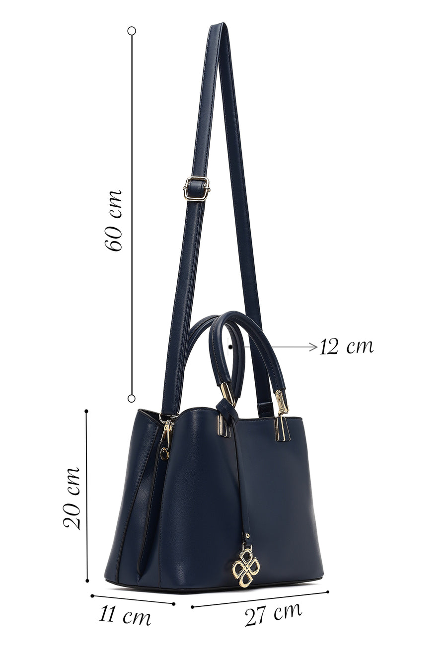 Women's Navy Blue Long Strap Accessory Detailed Shoulder Bag