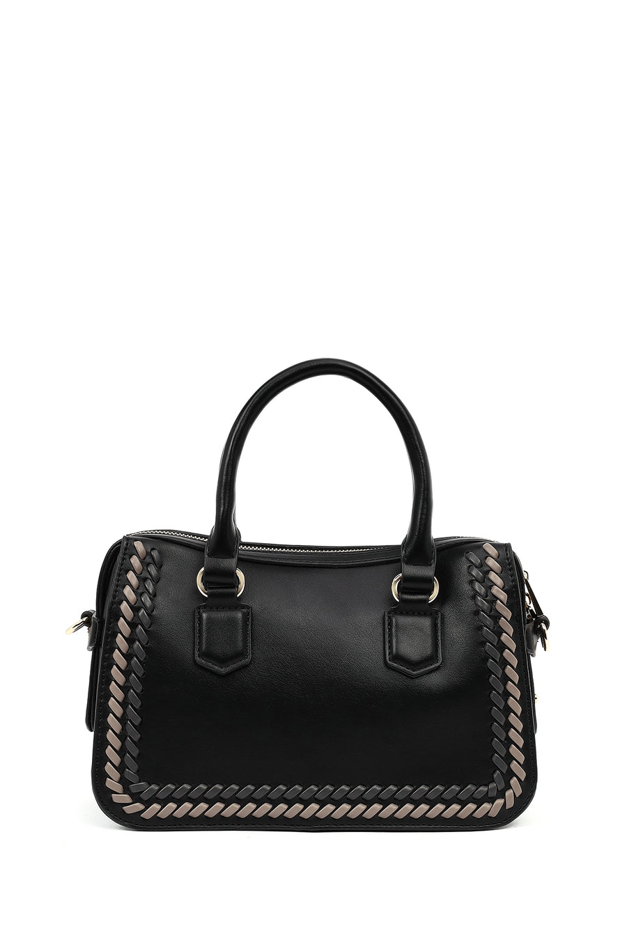 Women's Black Long Strap Knit Detailed Handbag