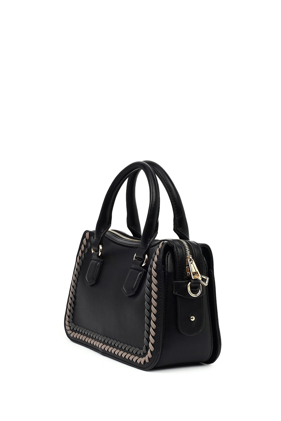Women's Black Long Strap Knit Detailed Handbag