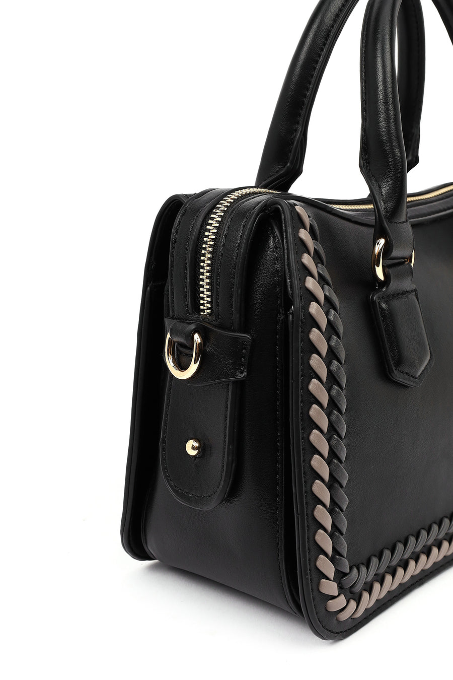 Women's Black Long Strap Knit Detailed Handbag