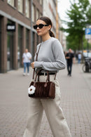 Women's Brown Long Strap Plush Shoulder Bag with Accessories | Derimod