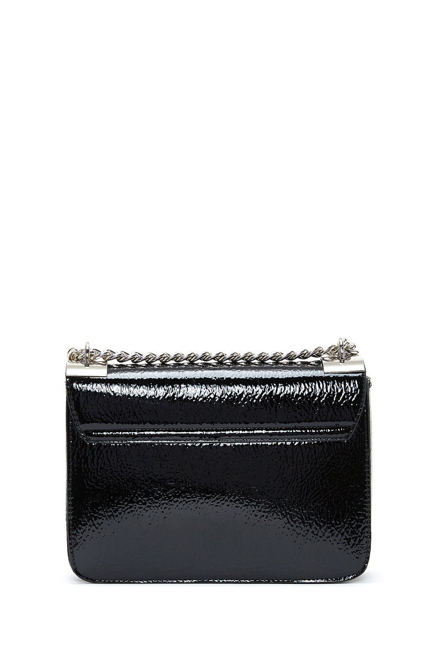 Women's Black Chain Strap Patent Leather Evening Crossbody Bag