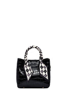 Woman Black Long Strap Crocodile Patterned Mini Handbag | Derimod