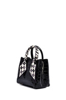 Woman Black Long Strap Crocodile Patterned Mini Handbag | Derimod