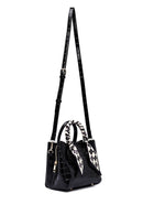 Woman Black Long Strap Crocodile Patterned Mini Handbag | Derimod