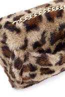 Women's Leopard Long Chain Strap Plush Shoulder Bag | Derimod