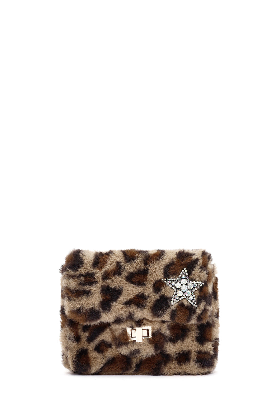 Women's Leopard Long Chain Strap Plush Shoulder Bag