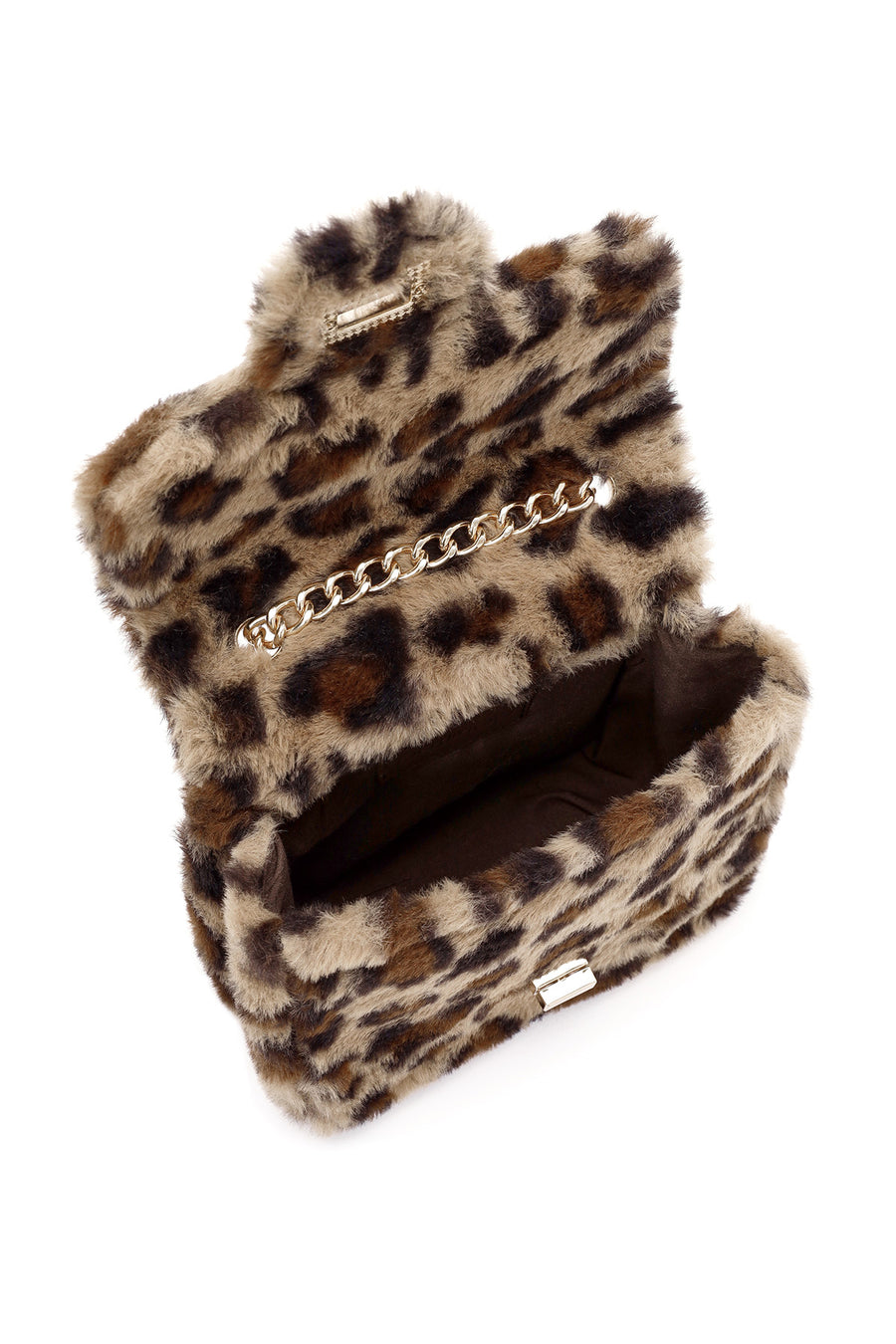 Women's Leopard Long Chain Strap Plush Shoulder Bag