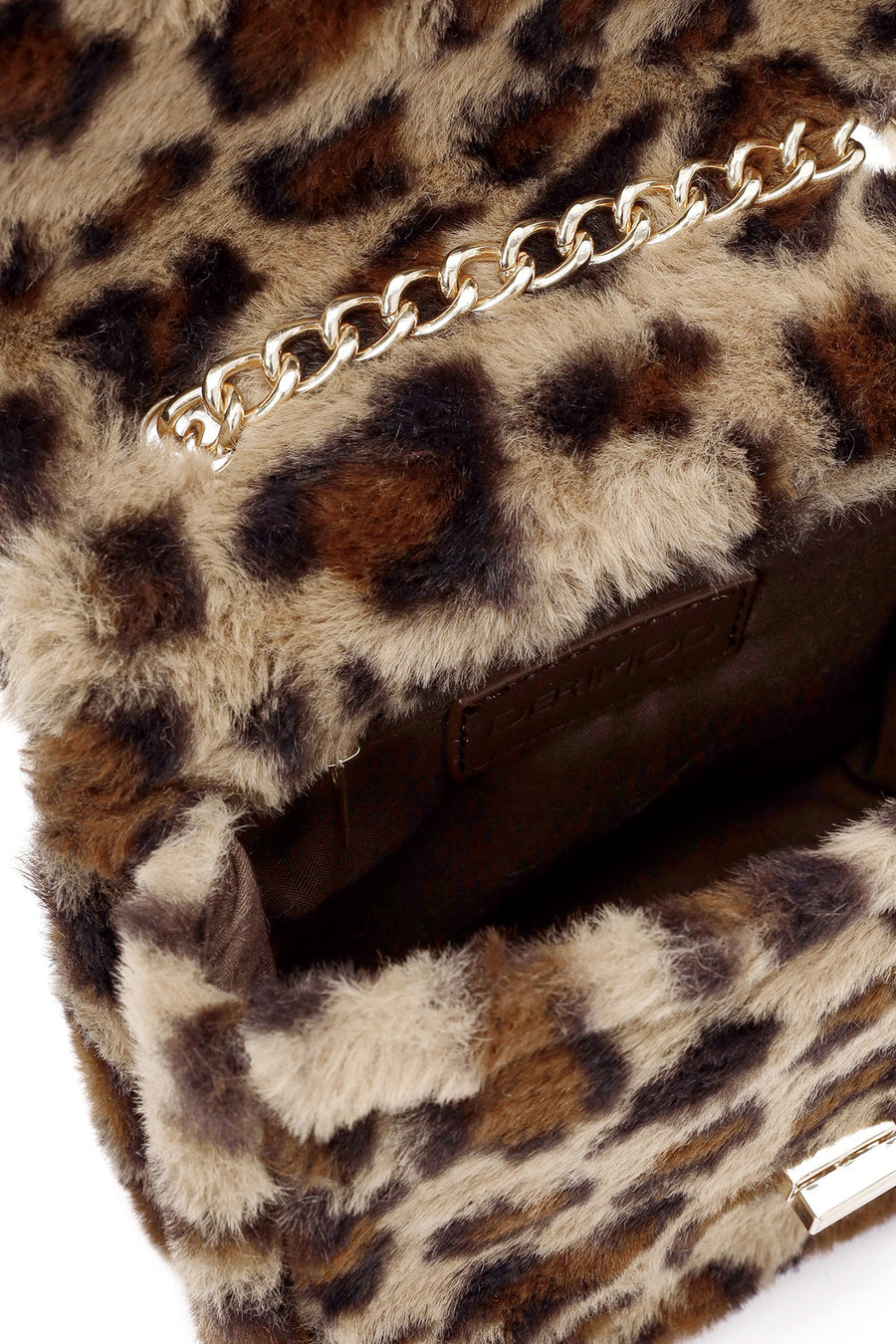 Women's Leopard Long Chain Strap Plush Shoulder Bag