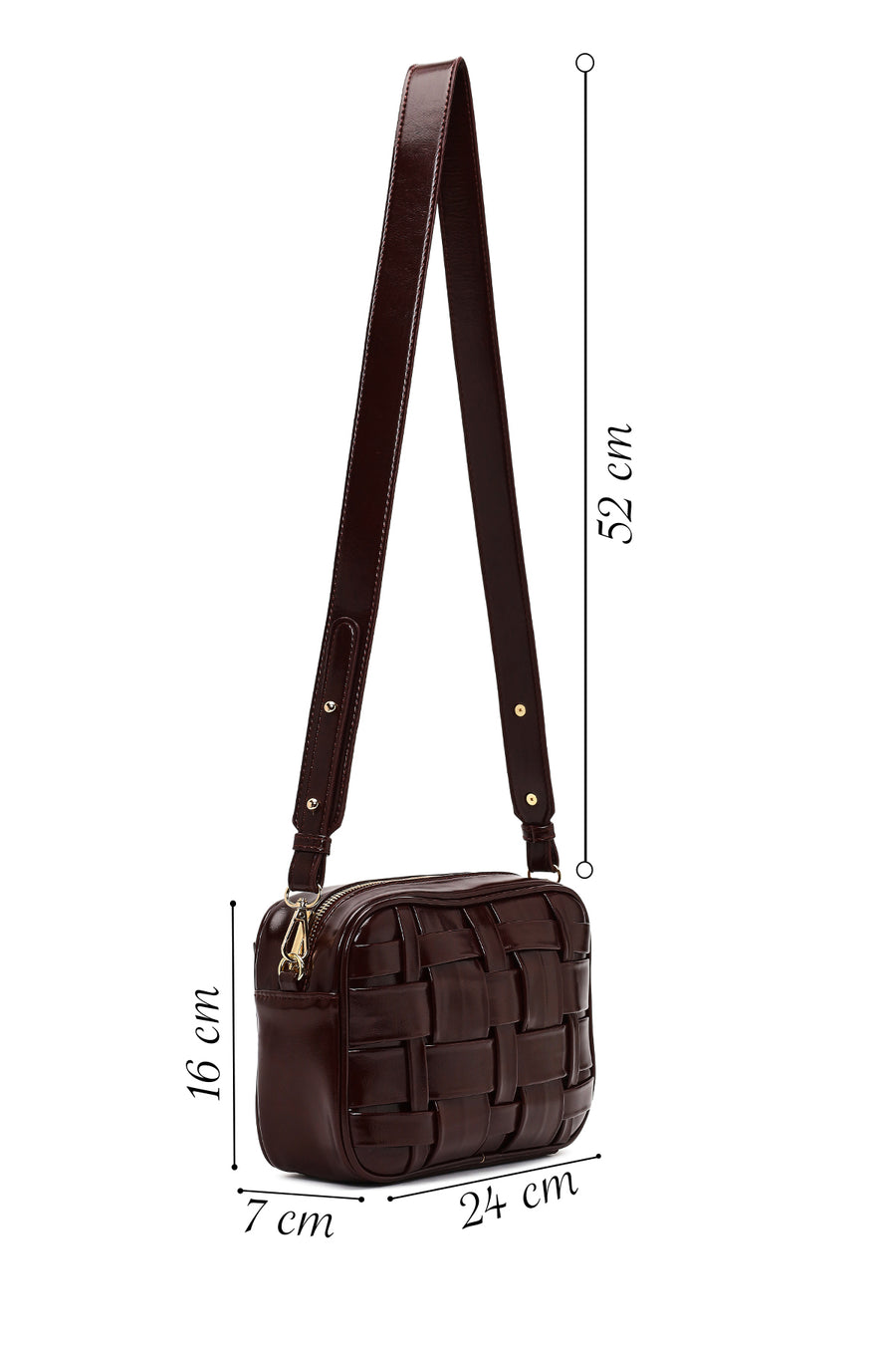 Women's Burgundy Long Strapped Braided Crossbody Bag