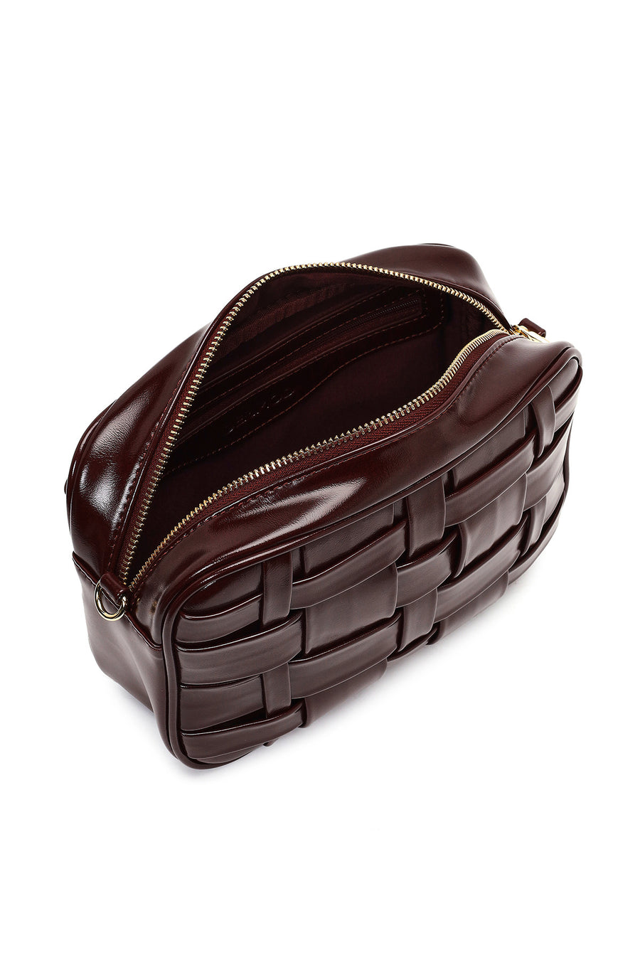 Women's Burgundy Long Strapped Braided Crossbody Bag