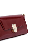 Woman Burgundy Long Strap Patent Leather Mini Crossbody Bag | Derimod