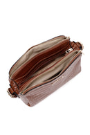Women's Tan Long Strap Crocodile Pattern Crossbody Bag | Derimod