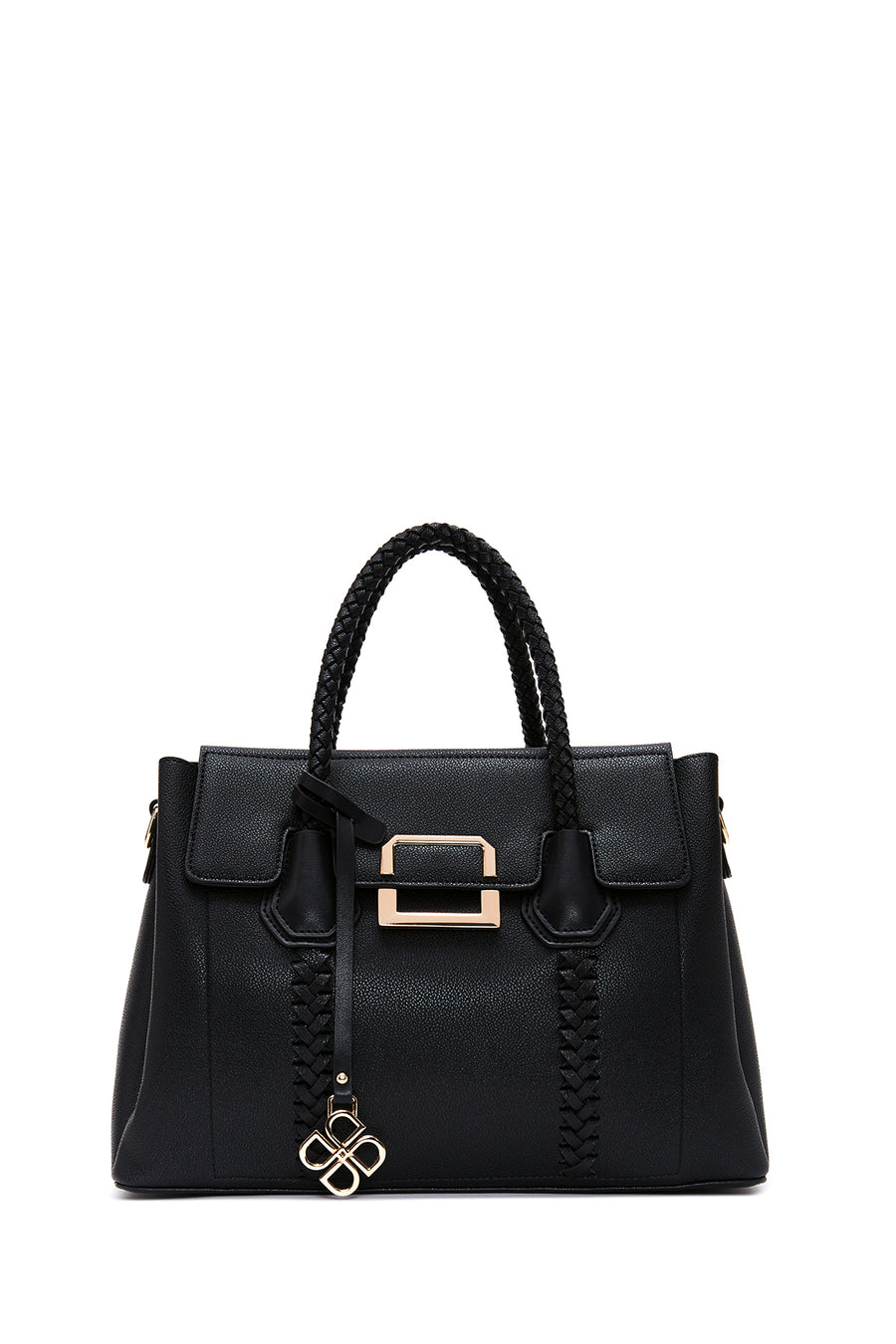 Women's Black Long Strap Woven Detailed Shoulder Bag