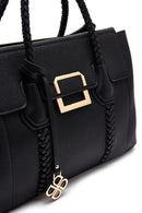 Women's Black Long Strap Woven Detailed Shoulder Bag | Derimod