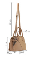 Women's Beige Long Strap Patterned Shoulder Bag | Derimod