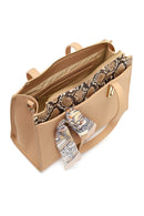 Women's Beige Long Strap Patterned Shoulder Bag | Derimod