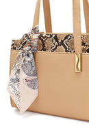 Women's Beige Long Strap Patterned Shoulder Bag | Derimod