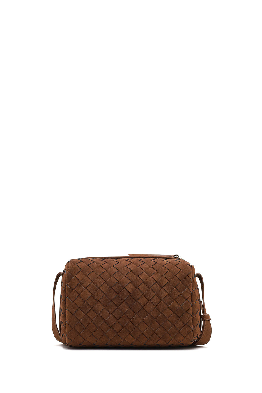 Women's Brown Long Strapped Woven Suede Crossbody Bag