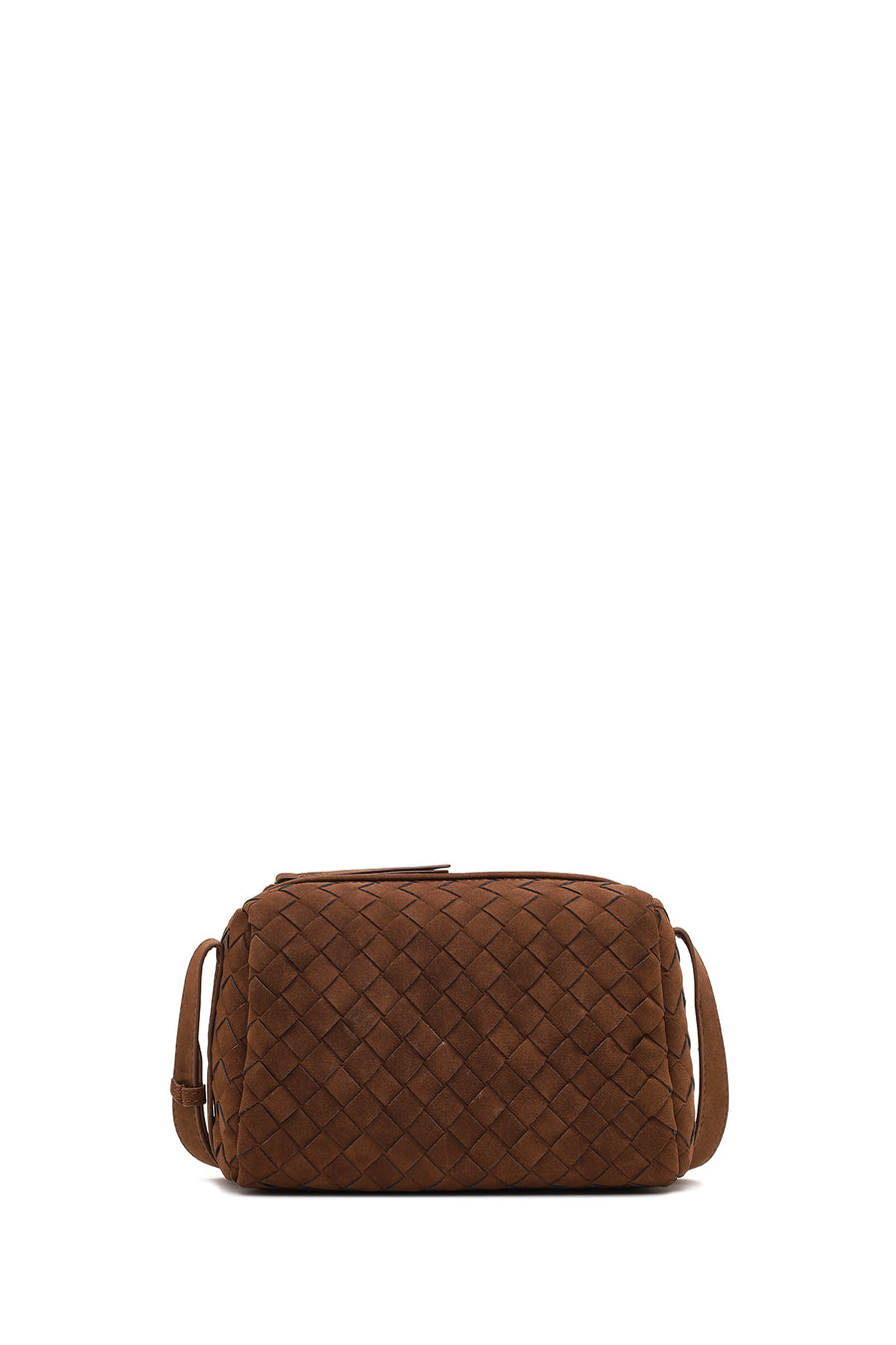 Women's Brown Long Strapped Woven Suede Crossbody Bag
