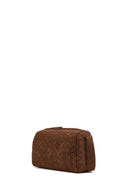 Women's Brown Long Strapped Woven Suede Crossbody Bag | Derimod