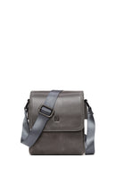 Male Gray Leather Messenger Bag | Derimod