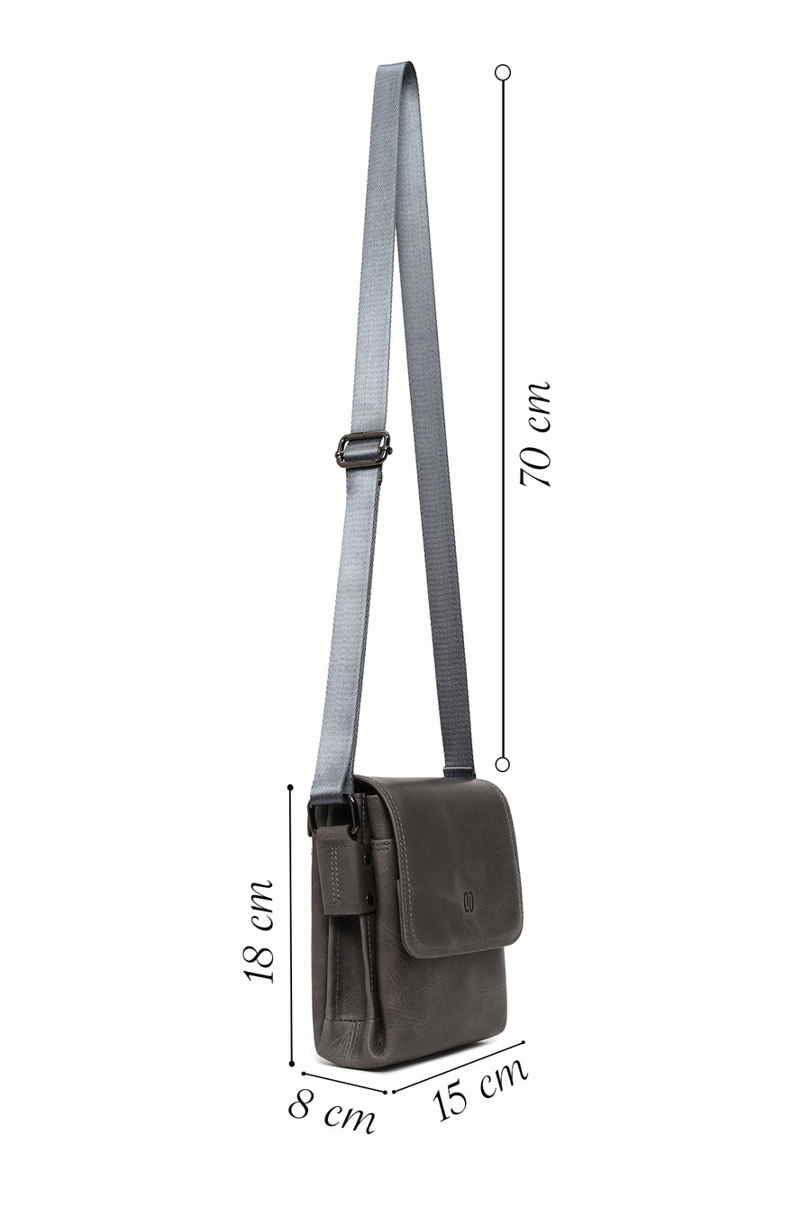 Male Gray Leather Messenger Bag