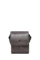 Male Gray Leather Messenger Bag | Derimod