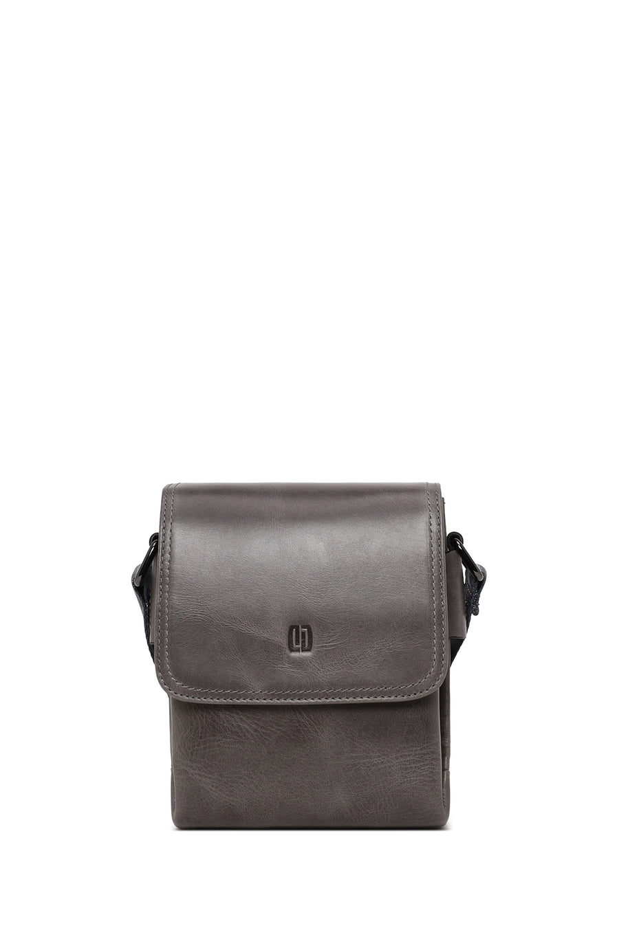 Male Gray Leather Messenger Bag